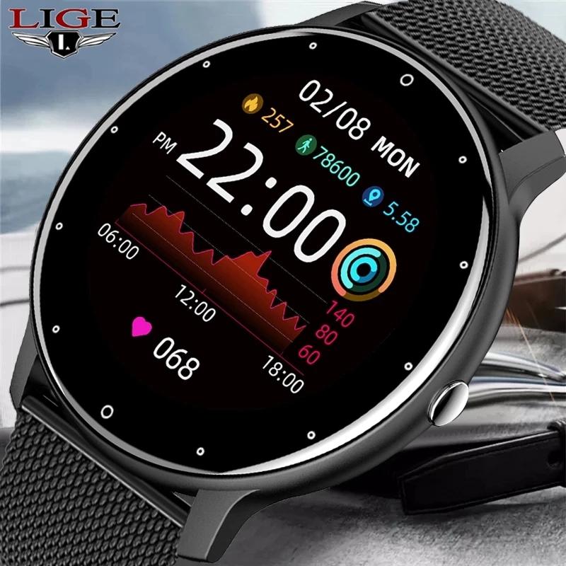  Смарт-часы LIGE с экраном 1.28 дюйма, защитой от воды IP67, пульсометром и возможностью принимать звонки с телефона Silicone belt чёрный