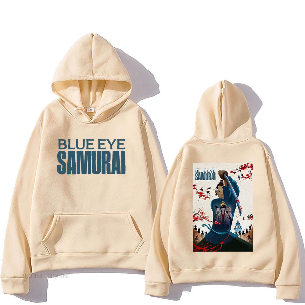 Толстовки с капюшоном Blue Eye Samurai Sudaderas Hombre Winter Comfortable Pocket Sweatshirts Fleece Warm Men Clothing Anime Cartoon Hoody XS хаки