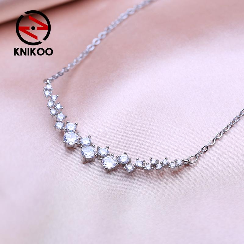 KNIKOO модное ожерелье с листьями, женская подвеска для женщин и девочек, ожерелье с кубическим цирконием, ювелирное изделие, подарок белый