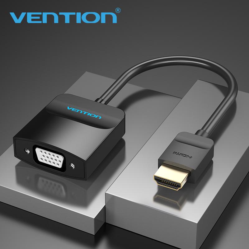 Vention адаптер HDMI-VGA позолоченный преобразователь HDMI-папа в VGA-мама 1080P цифровой для компьютера, настольного ноутбука, монитора ПК 0.15M чёрный