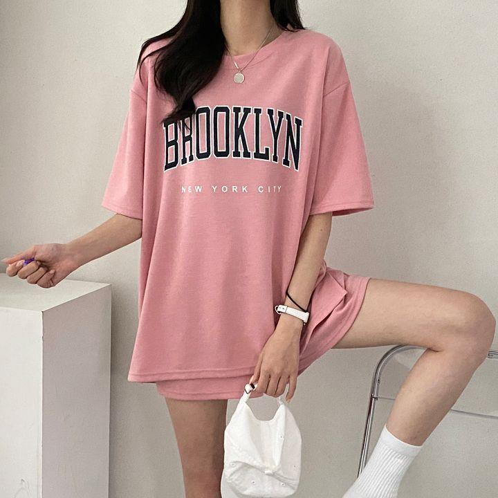Женские комплекты из футболки и шорт Summer rNew Комплекты из двух предметов BPrint Классические женские спортивные костюмы оверсайз M синий