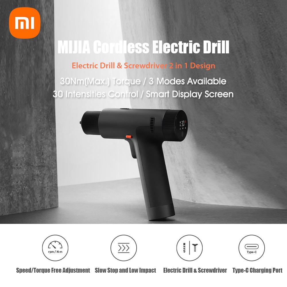Электродрели и сверла  Joom Комплект беспроводной электрической дрели Xiaomi MIJIA, электрическая отвертка/дрель, дизайн 2 в 1, с 3 режимами/30 серый