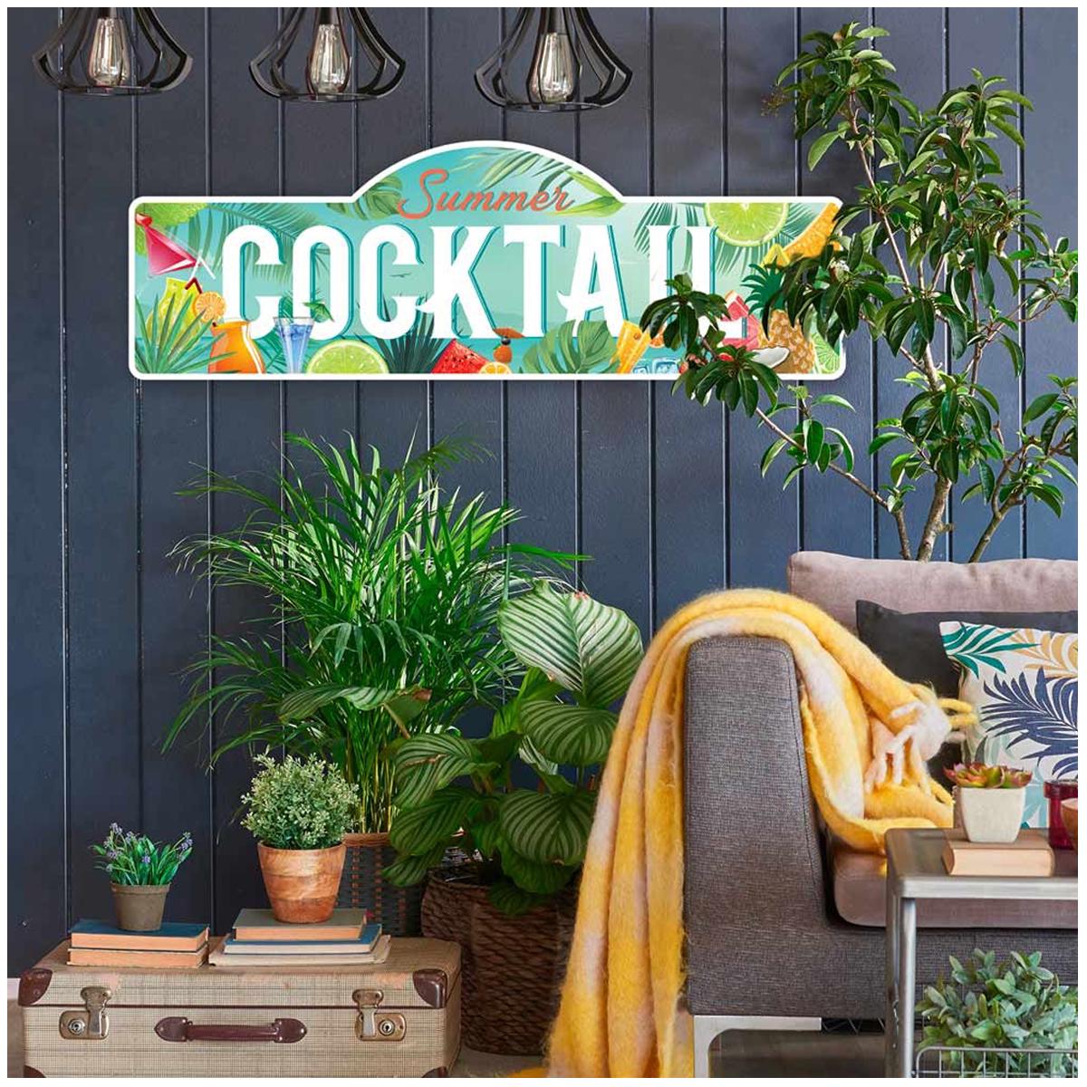 Les Trésors De Lily [Q6573] - металлическая тарелка XXL  Summer Cocktail  разноцветной бирюзы - 90x30 см белый