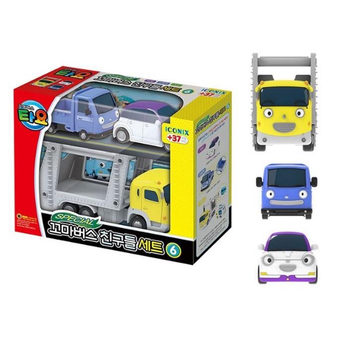 Модель Tayo Korea - The Little Bus Tayo Friends Set 6-4 шт.  (Мистер Тич, Ирача, Кэрри) 17 x 11 x 6 cm