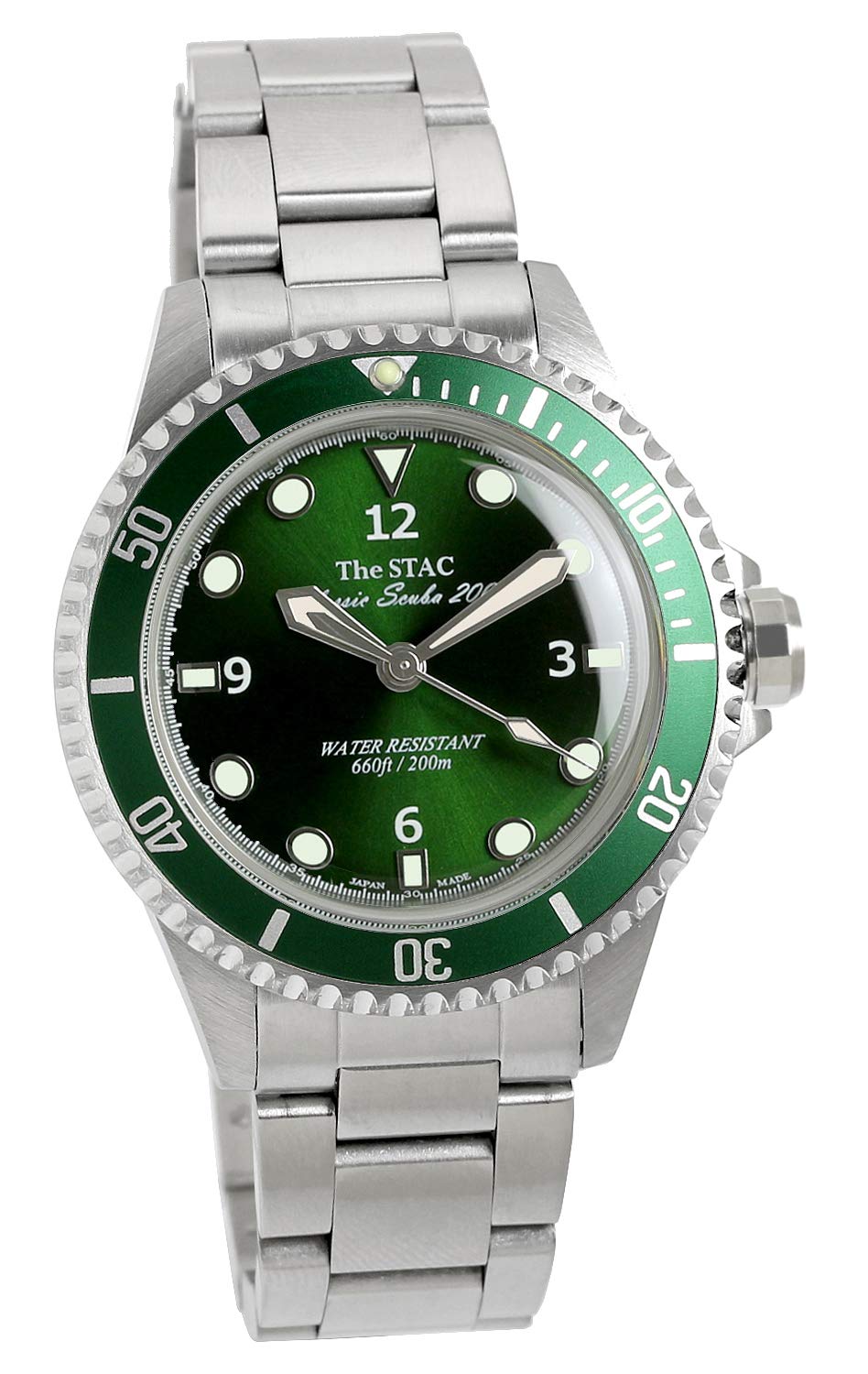 [The Stack] Часы STAC Made in Japan Classic Diver s Watch Deep Green Sweep Second Watch 38mm Classic Scuba 200 для мужчин и женщин