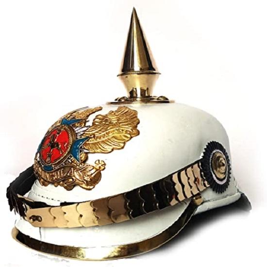 Белый Немецкий Шлем Pickelhaube Spike Кожаный Императорский Прусский Шлем Pickelhaube