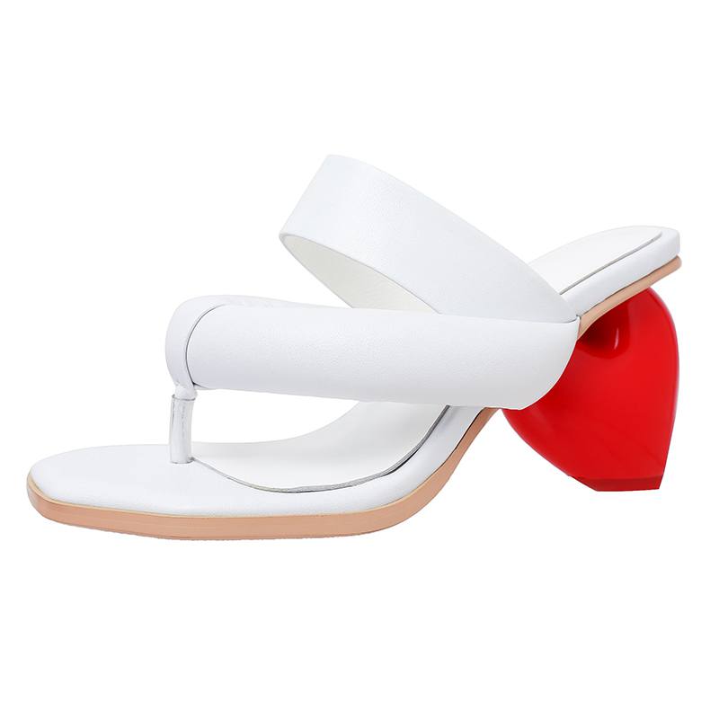 Krazing Pot Cow Skin Peep Toe Шлепанцы Странный Стиль Высокие Каблуки Летние Туфли Европейский Дизайн Размер 43 Женские Сексуальные Роскошные Сандалии 34 чёрный