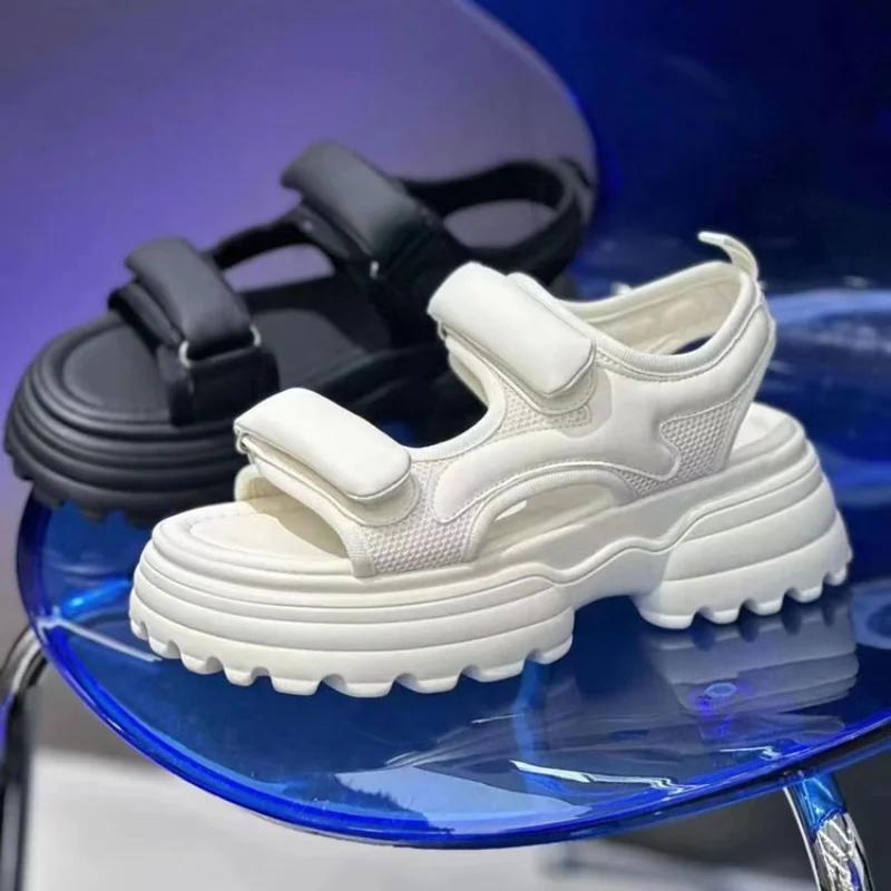 fashion New Women Platform Sandals Summer Fashion Lightweight Buckle Sandals Sports Comfort Platform Heel Sandals Sandalias Mujer 35 бежевый