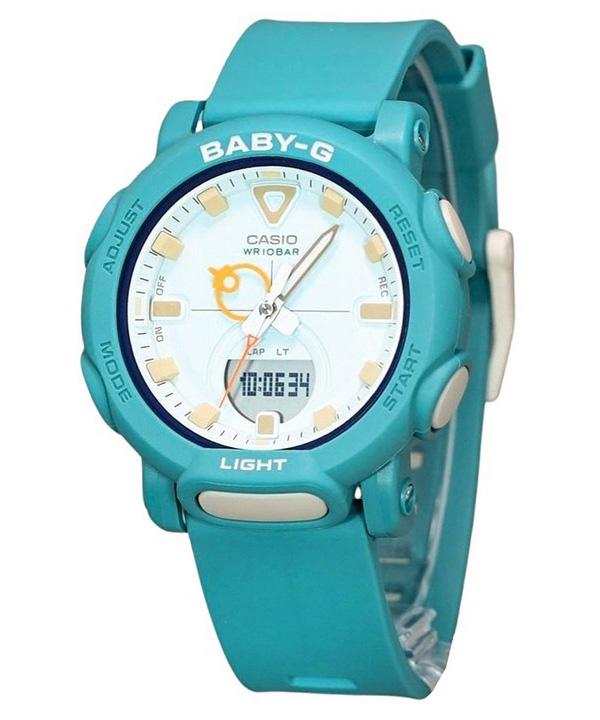 Аналоговые цифровые женские часы Casio Baby-G с ремешком из био-смолы, светло-зеленый циферблат, кварцевые BGA-310RP-3A, 100M зелёный