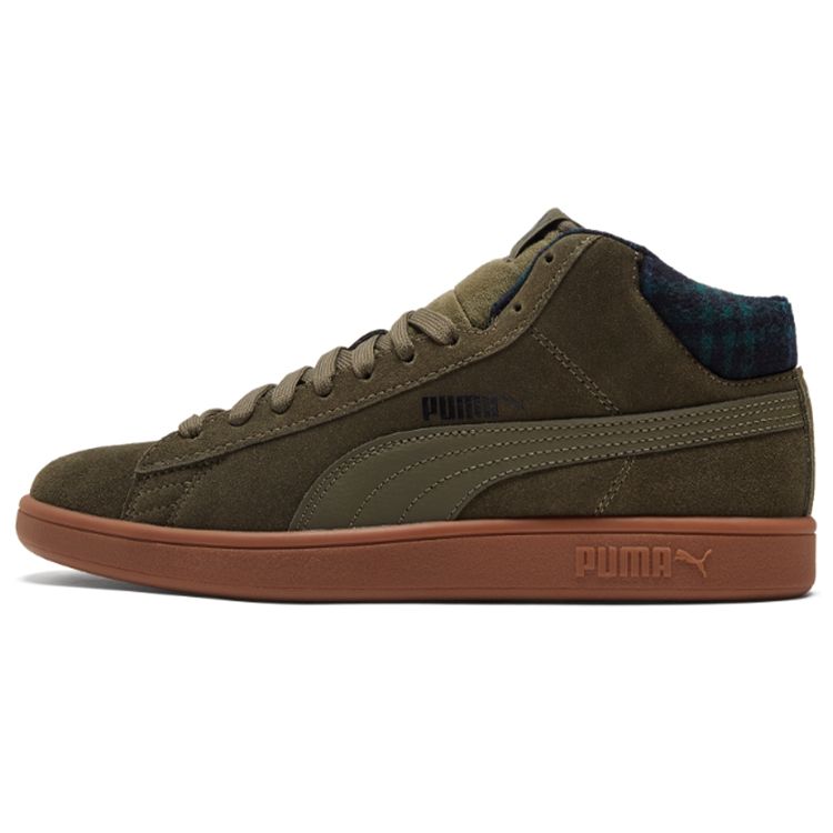 Puma Smash v2 Mid WTR Plaid - Кроссовки унисекс Grape Leaf Green Pebble Mocha-Bisque 385174-03 36