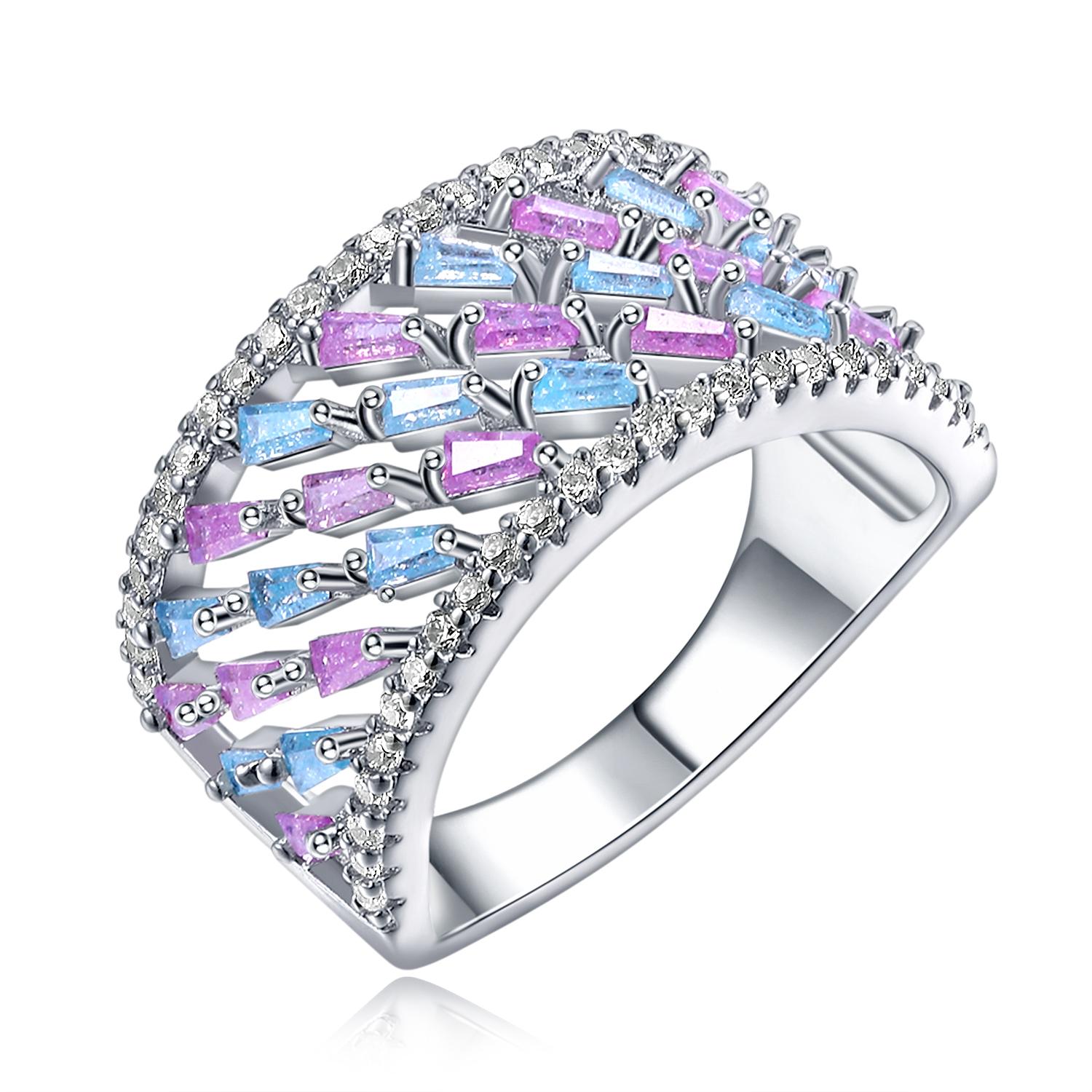 Кольцо YLKBTY для женщин 6 (diamter:16.5MM) синий/розовый