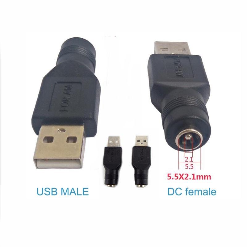 USB-папа на 5,5 мм x 2,1 мм, гнездовой преобразователь постоянного тока, разъем адаптера адаптера зарядного устройства, компьютерные аксессуары 2pcs