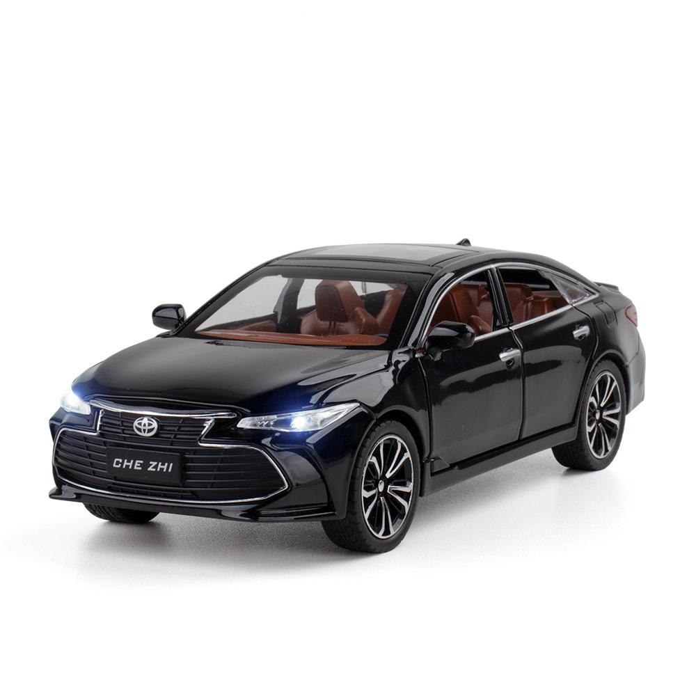 Литая под давлением модель автомобиля Toyota Avalon в масштабе 1/24, игрушечный автомобиль с откатным механизмом со звуком и светом для детей, коллекция подарков для мальчиков и девочек 1/24-20.5x9x6cm чёрный