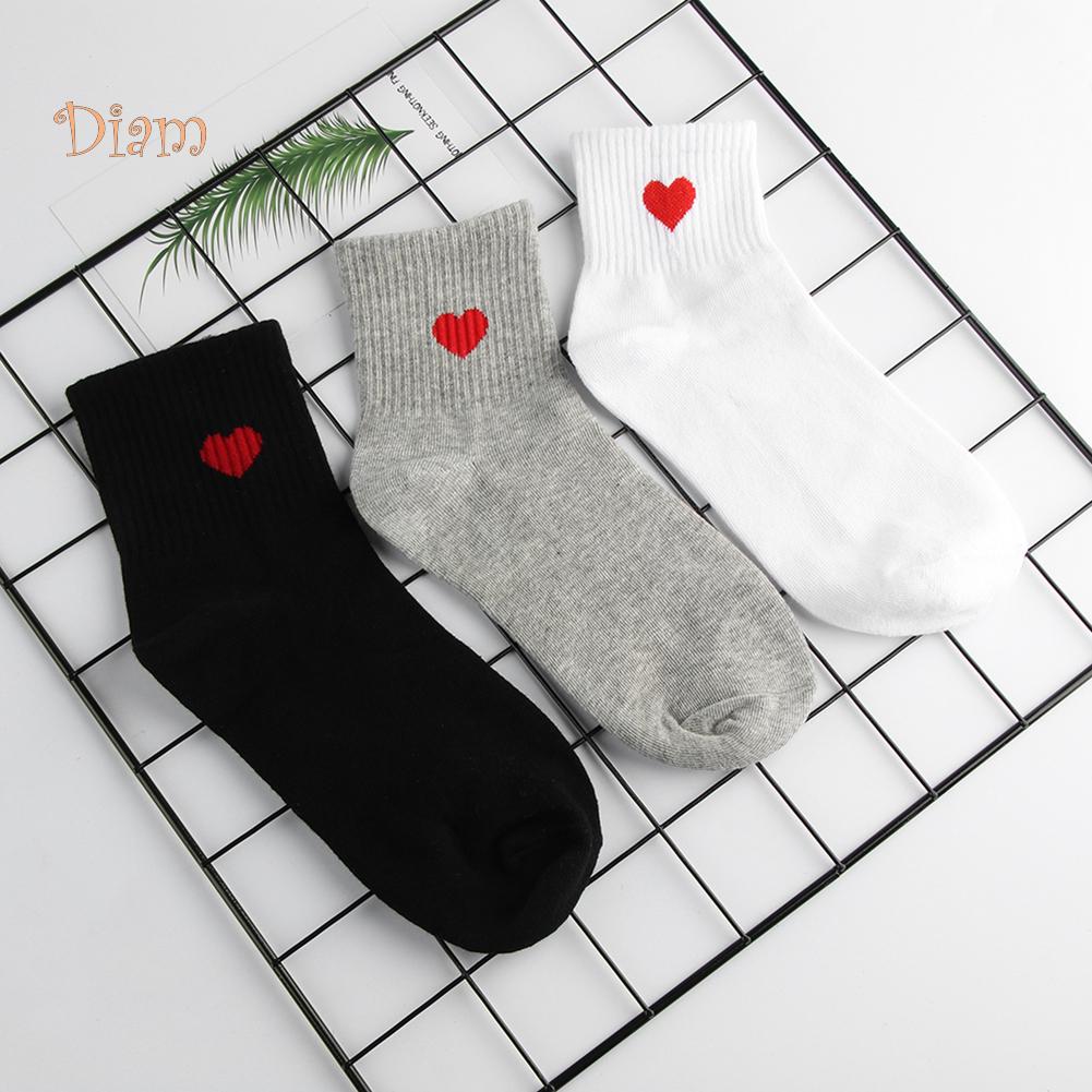 TOPMART женские однотонные дышащие хлопковые эластичные носки с сердечками средней длины One Size серый