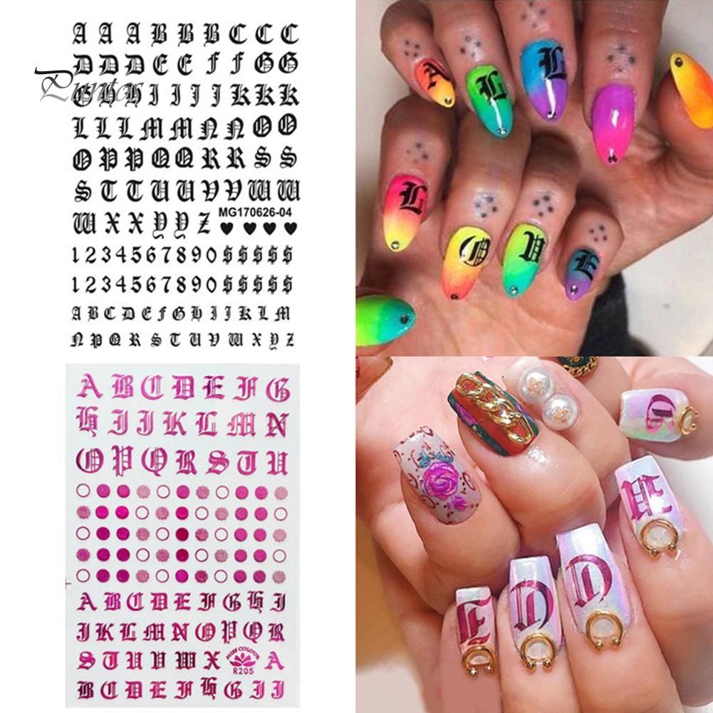 Puntos Nail Art Маникюр Декор 3D DIY Древнеанглийские буквы клейкие наклейки наклейка чёрный