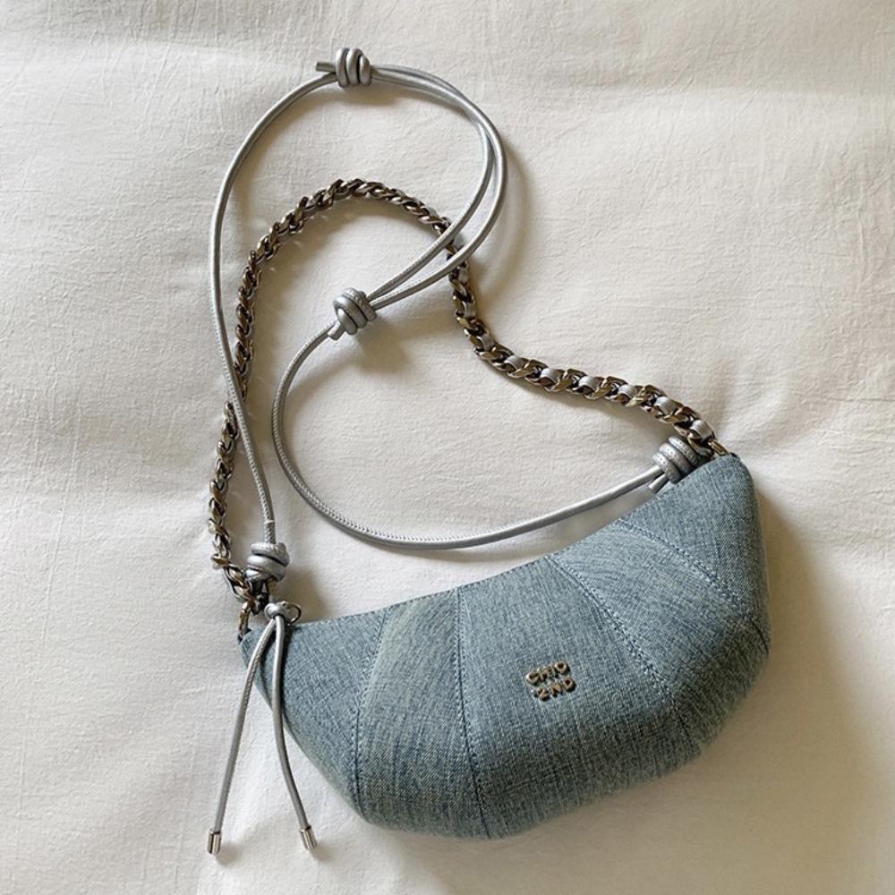 Сумка Zurich street corner crescent bag оригинальная нишевая джинсовая синяя сумка через плечо женская сумка из рога