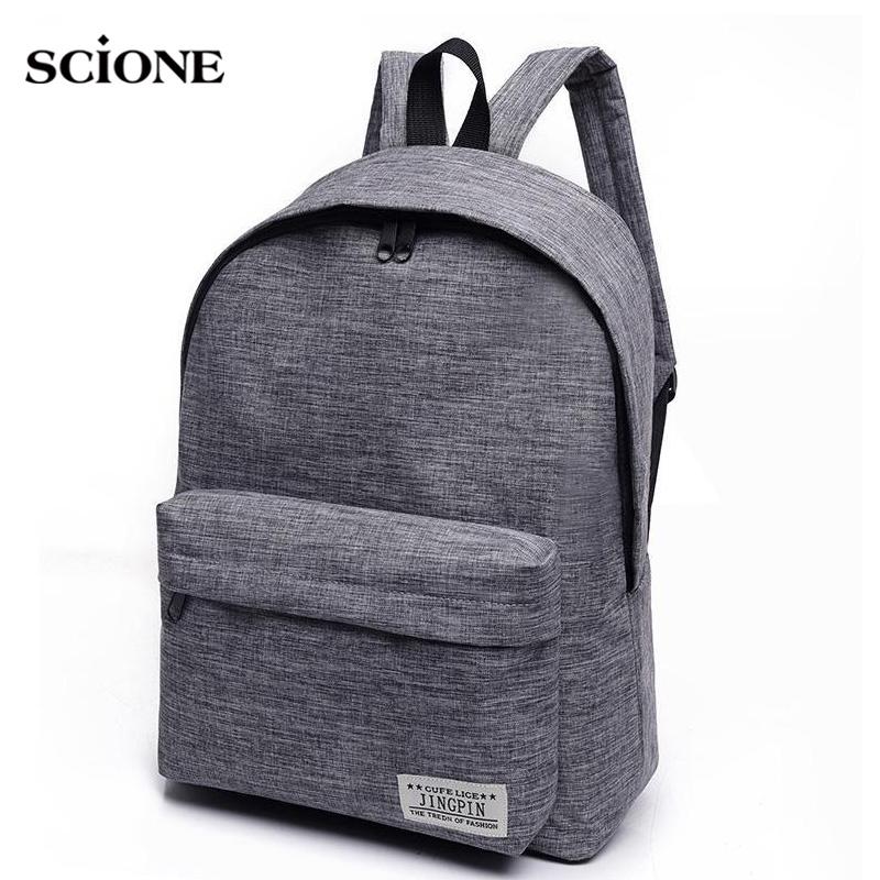 Scione, корейский простой холщовый мужской и женский школьный ноутбук для подростков, дорожная сумка Mochila чёрный