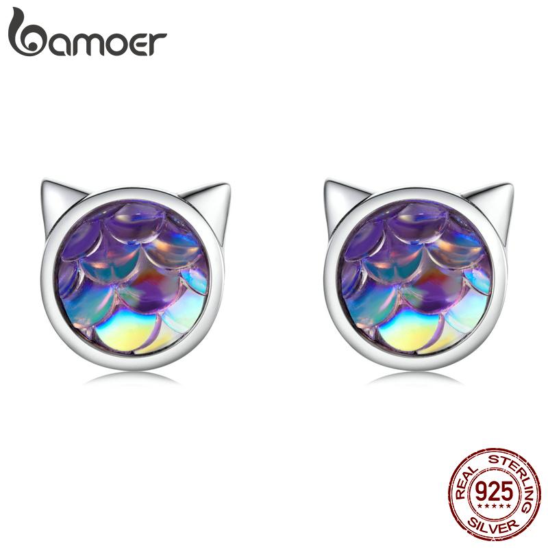   Joom Женские серьги BAMOER из стерлингового серебра 925 пробы, окисленная цветная рыбья чешуя, изящные ювелирные изделия 925 silver