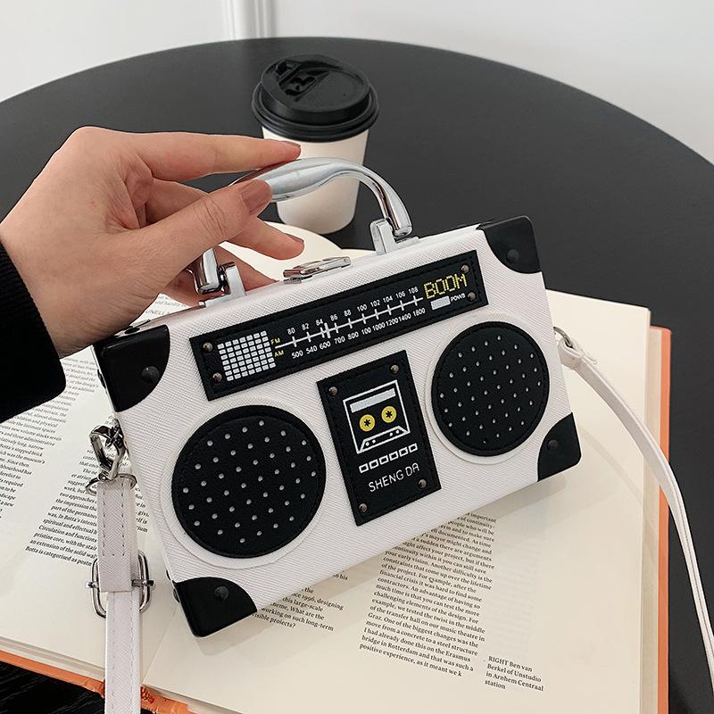 Сумка Radio Box, креативная и персонализированная сумка через плечо в стиле ретро, ​​женская сумка через плечо на одно плечо белый