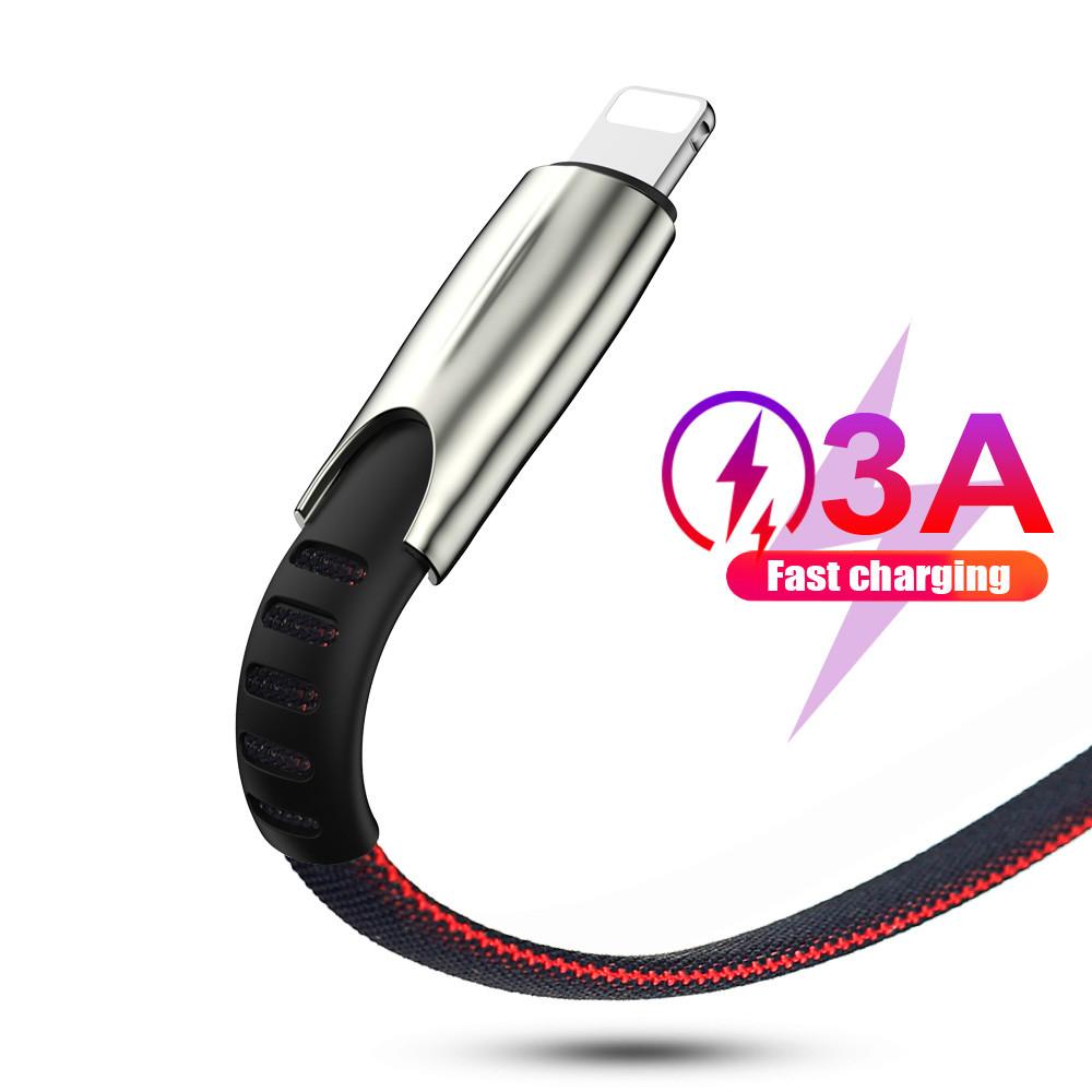 Кабели для телефонов Usb-кабель для iphone 11 12 pro max Xs Xr X SE 8 7 6 plus 6s 5s ipad air mini 4 кабель быстрой зарядки для зарядного устройства iphone 1m чёрный