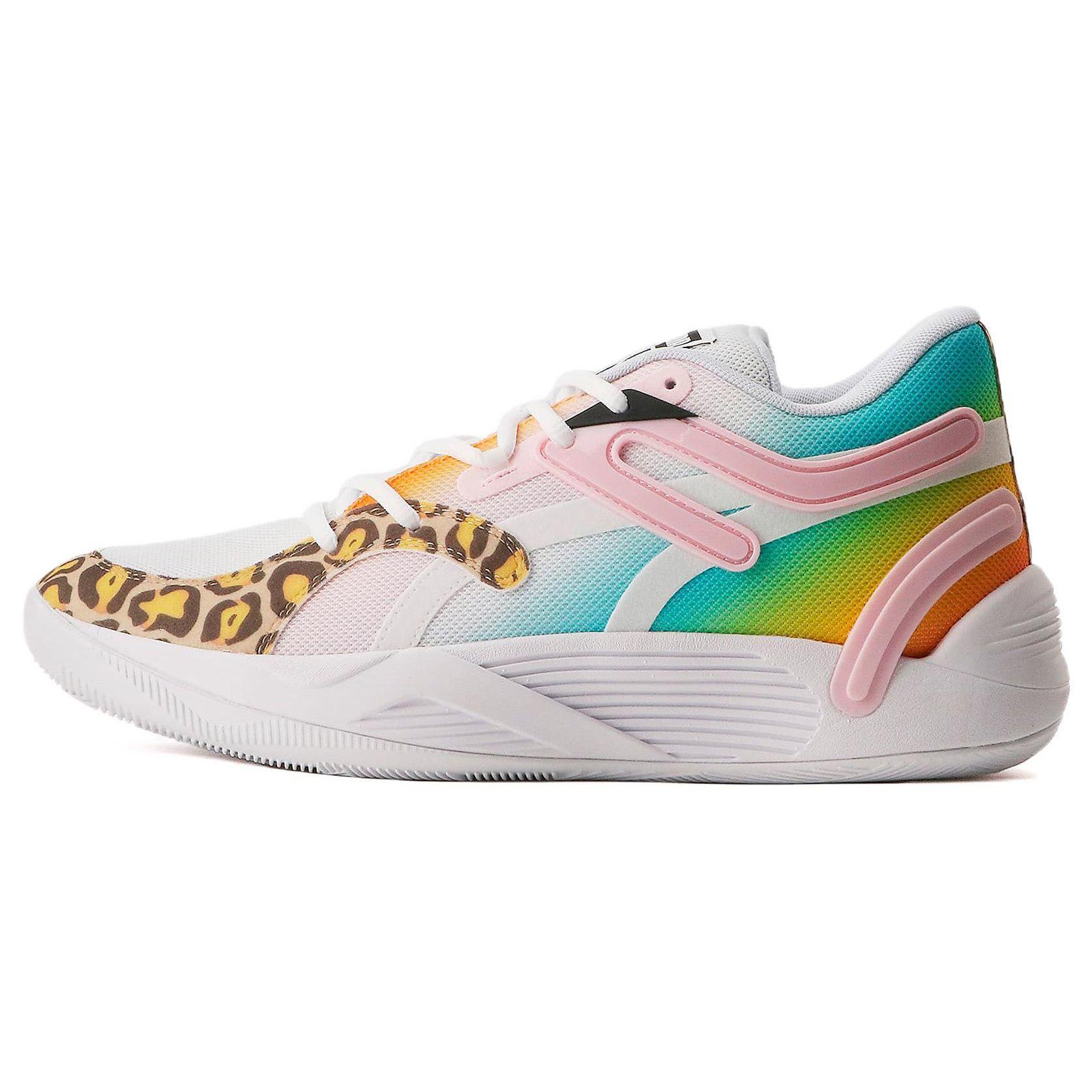 Кроссовки Puma TRC Blaze Court Leopard Мужские Белые Электро-Аква Розовый-Леди 377433-01 40.5
