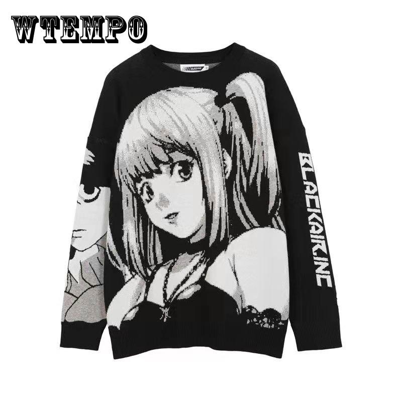 Свитер для мужчин и женщин Autumn Tide Brand Round Neck Anime Loose Knit Sweater Men and Women Couples Dark XXL