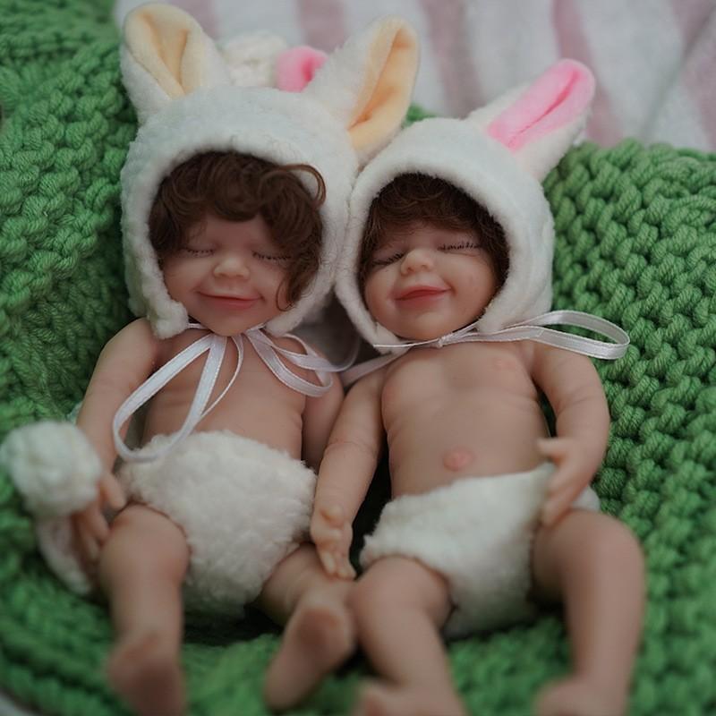 6-дюймовая мини-улыбающаяся спящая кукла Reborn Baby April Soft Touch, твердая силиконовая кукла для моделирования всего тела, может купать детей, одеваться, куклы, играть в игрушки для дома