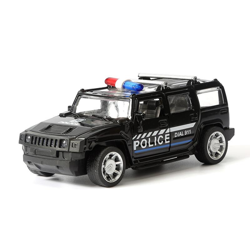 Игрушки из сплава 1/32, имитация Рэмбо, мини-лотоса и полицейской машины Land Rover 911, полицейской машины Lambor 911, полицейской машины BMW 911, полицейской машины Hummer 911 1/32-Size:11.9*4.8*4.5cm чёрный