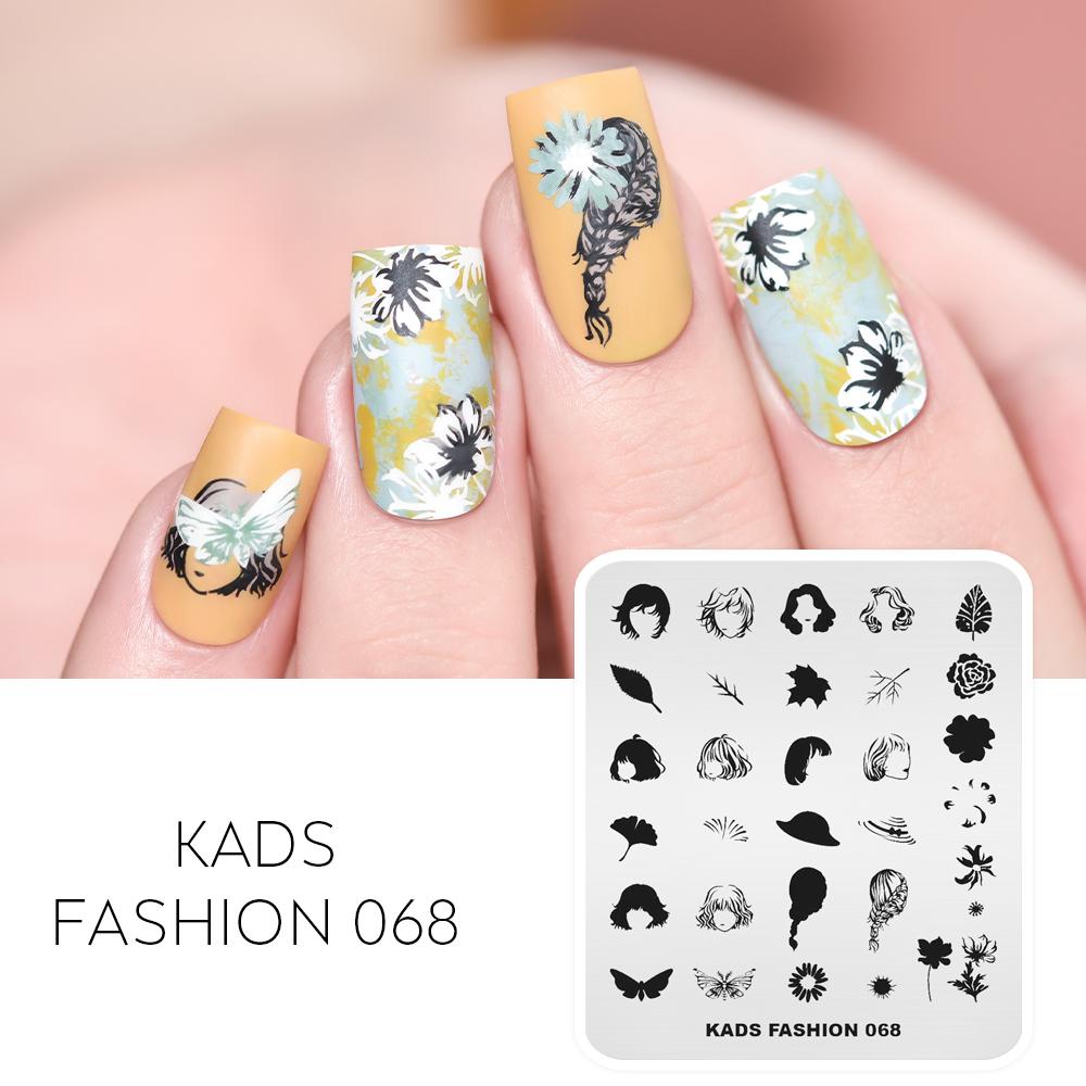 KADS Fashion 068 штамп для дизайна ногтей прическа девушка листья модный дизайн дизайн ногтей печатный шаблон инструменты для дизайна ногтей