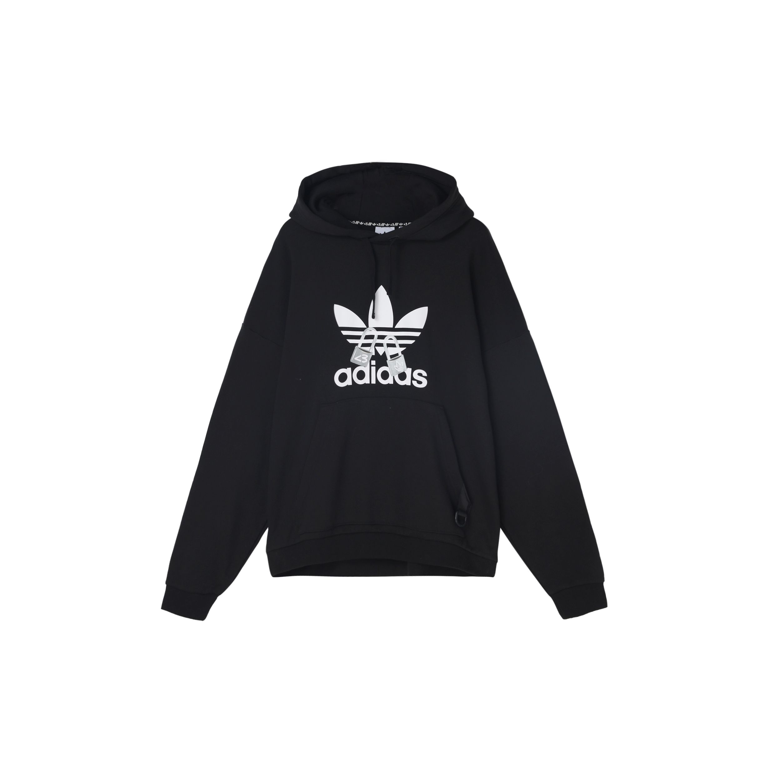 Adidas Originals Clover Vday Толстовка с капюшоном и спортивным принтом с логотипом Мужские топы черные HA3654 XXS