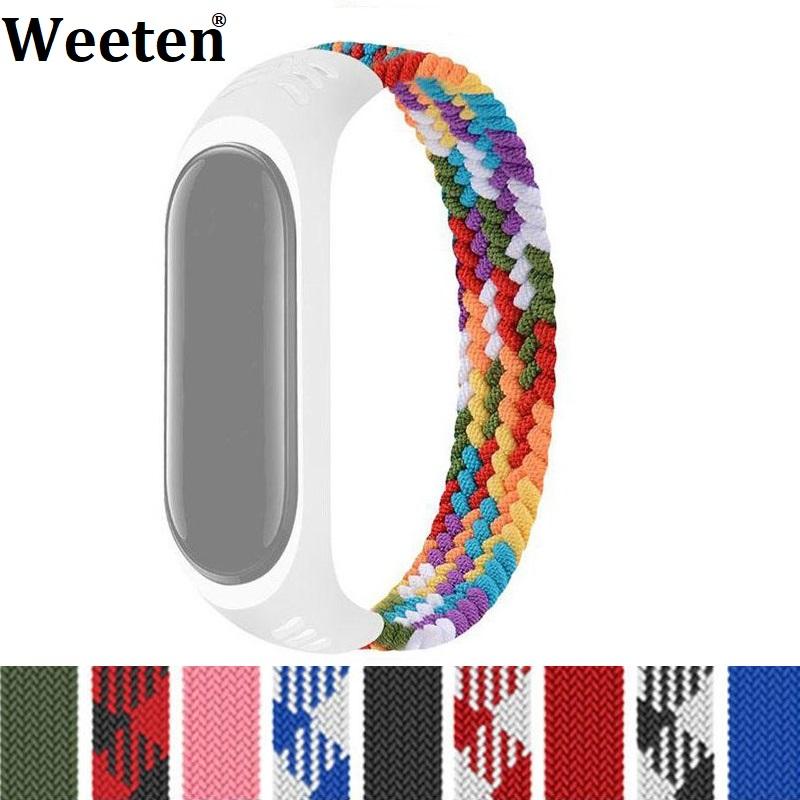Тканый цветной силиконовый ремешок для браслета Mi Band 7 6 5 4, сменный ремешок для Mi Band 3 M-160mm темно-синий