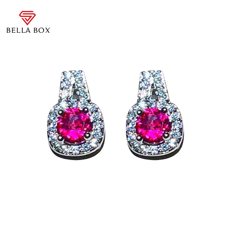 BELLA BOX новые модные ювелирные серьги круглой формы с красным цирконом 5А, ювелирные изделия в подарок подруге красный