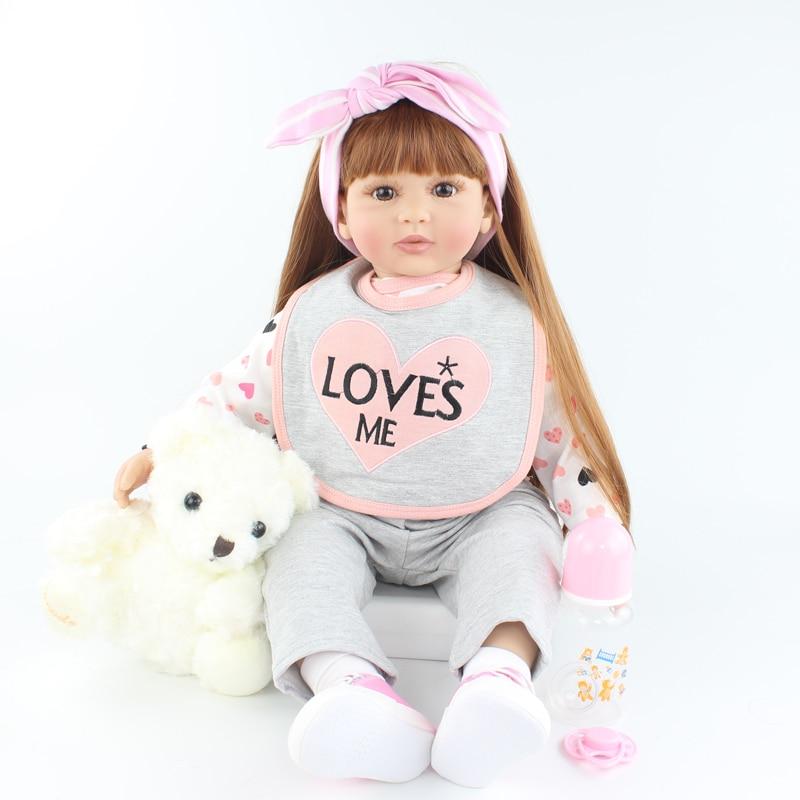 BZDOLL 60 см силиконовая кукла реборн для девочек, как настоящая принцесса, прекрасный подарок на день рождения, игровой домик, игрушка Brown eyes, 60cm doll коричневый
