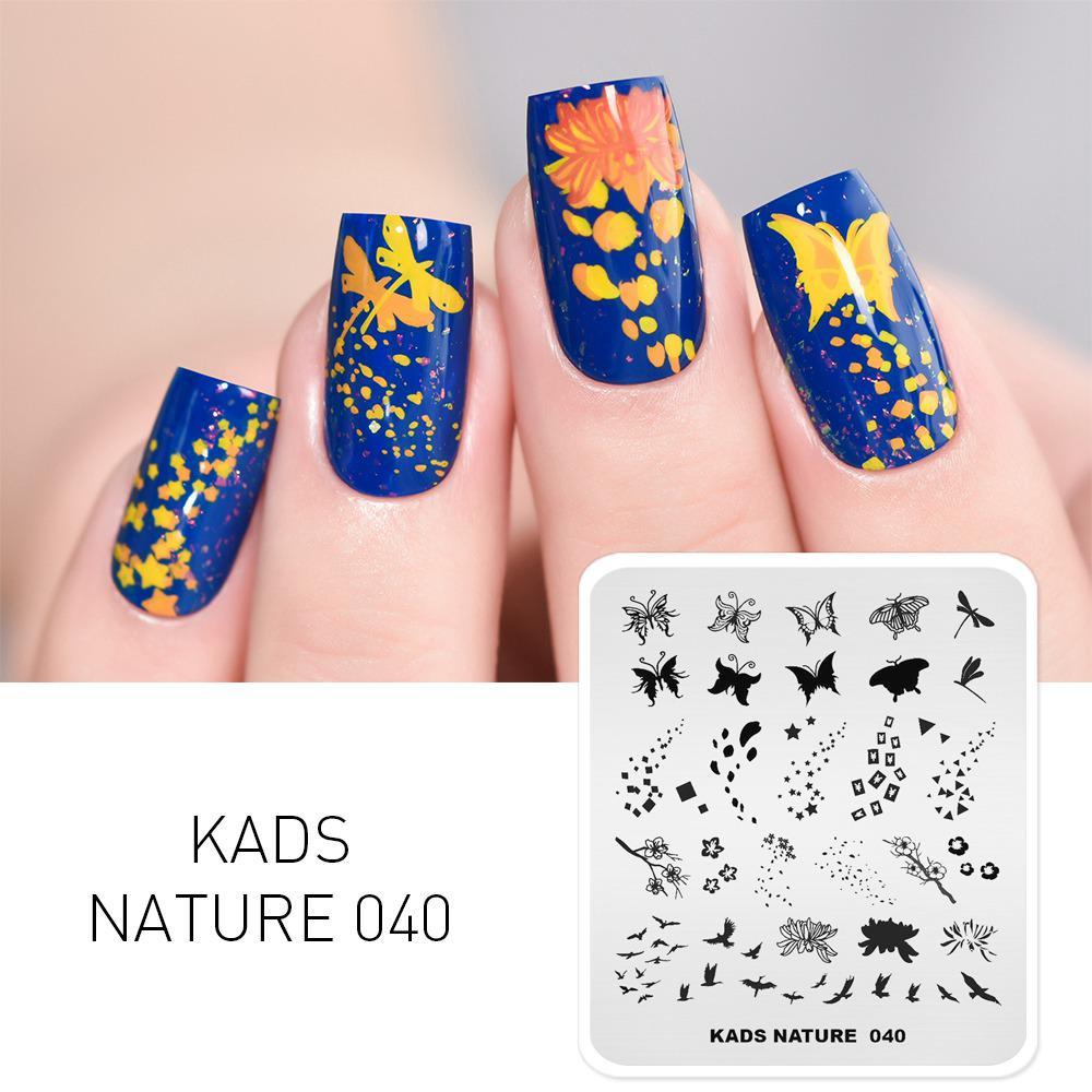 KADS штамп для дизайна ногтей Nature 040 шаблон для штамповки ногтей хризантема бабочка изображение трафарет для маникюра штамп для ногтей