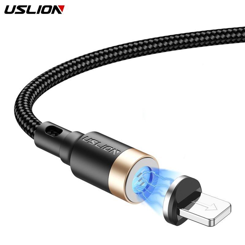 USLION 1M Магнитный USB-кабель 3A Магнит для быстрой зарядки Адаптер для быстрого зарядного устройства Кабели для мобильных телефонов Type-C