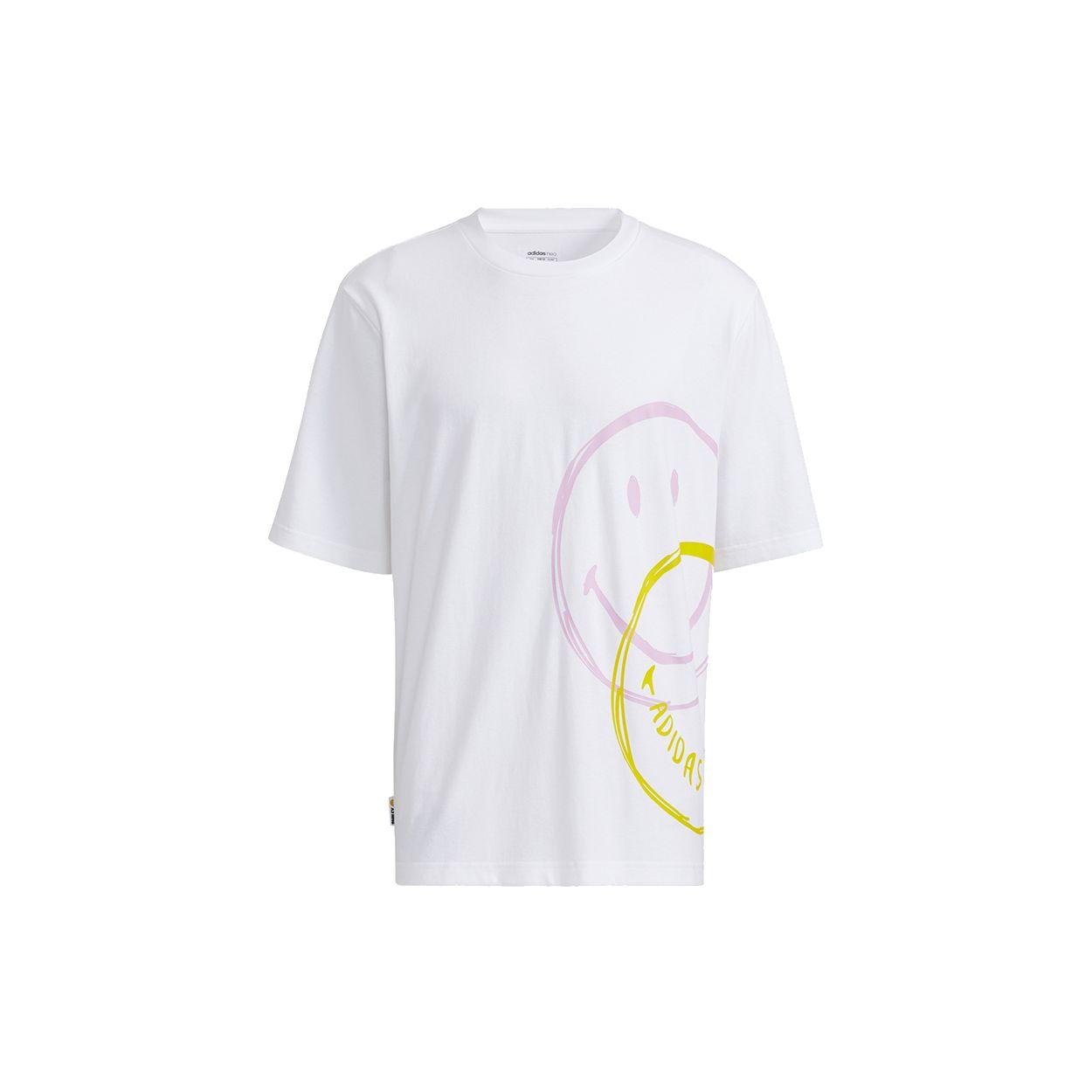 Adidas Neo Casual Sports Smiley Print Vintage Футболка Мужская Топы Белые H61984 L