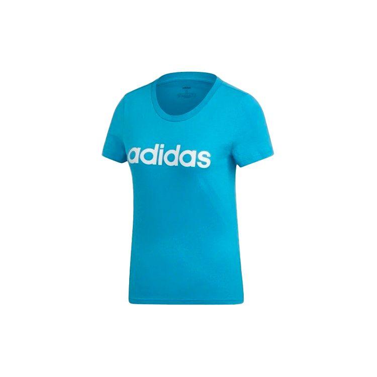 Adidas Alphabet Logo Print Футболка с коротким рукавом Женские топы Синие DU0630 M