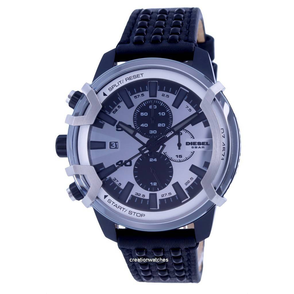 Diesel Griffed Chronograph Leather Quartz DZ4571 Мужские часы серебряный