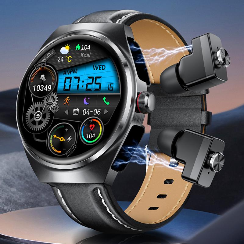 Два в одном умные часы Bluetooth Dual Call Music Health Sports Headset Watch