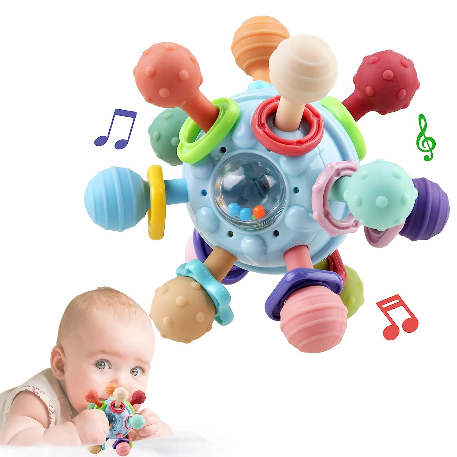 Baby Manhattan Atomic Ball Molar, мягкий клей, питьевой прорезыватель, шариковая погремушка, детская развивающая игрушка для маленьких детей