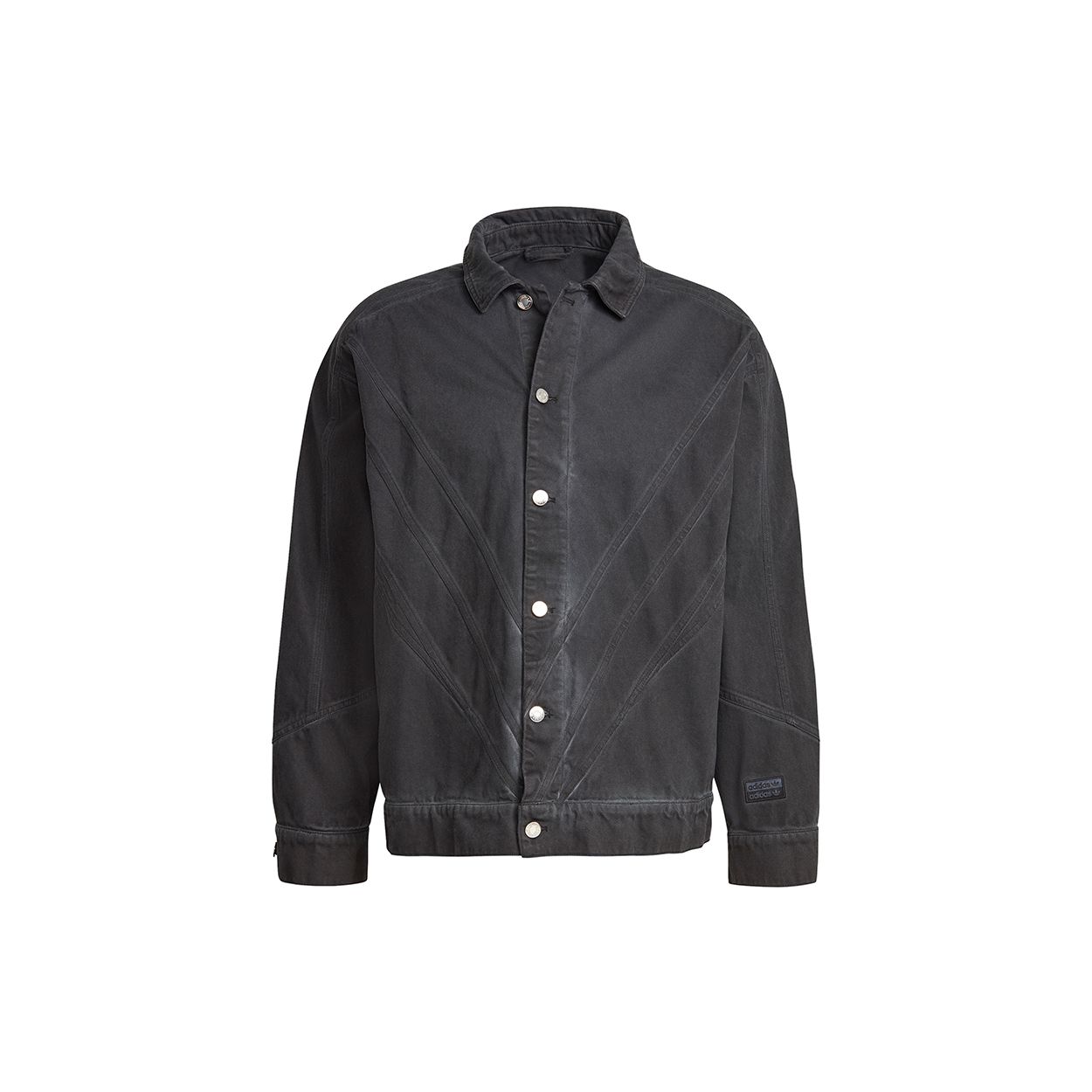 Adidas Originals Trefoil Модная джинсовая куртка Повседневная мужская куртка со спортивным воротником черная GN3292 XS