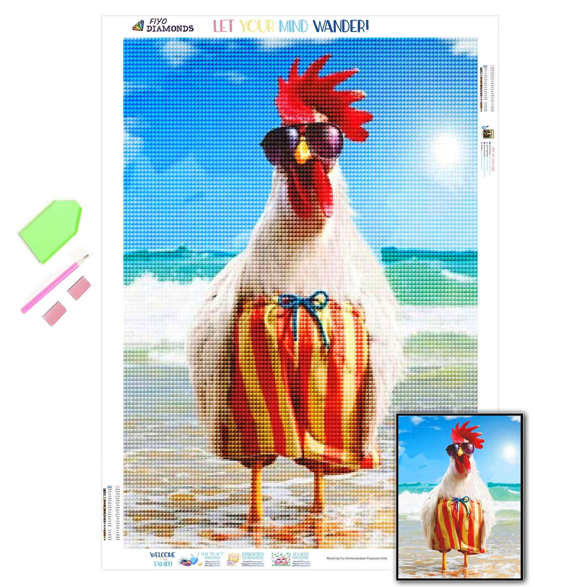 Алмазная картина Петух Rhinestone Kit Алмазная вышивка животных вышивка крестиком Алмазная мозаика ремесленное украшение дома Full Round (20X30CM)