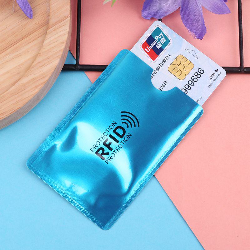 Держатели для карт и обложки для паспорта 5 шт., RFID-блокирующий рукав, защита для кредитных карт, держатель для визитных карточек, чехол с защитой от кражи NFC, кисточка серебряный