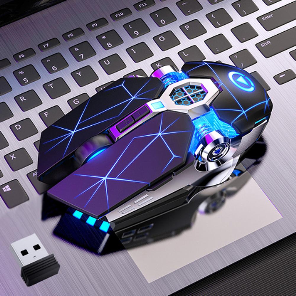 Беспроводная игровая мышь 7 кнопок светодиодная оптическая USB компьютерная мышь игровая мышь бесшумная мышь для ПК ноутбука чёрный
