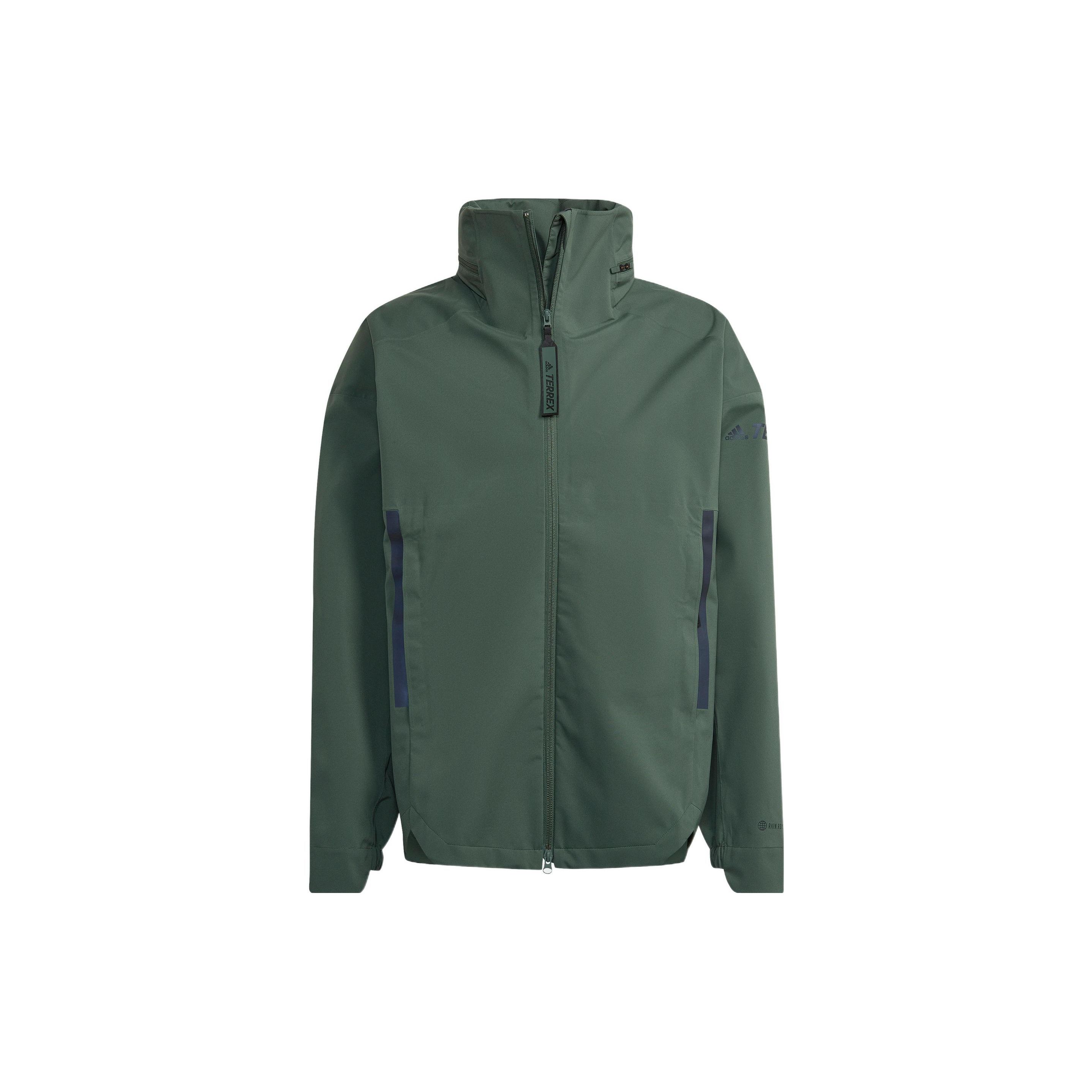 Adidas Terrex C Myshelter RR. Мужская куртка с воротником на молнии в однотонную полоску, зеленая HG6028 L
