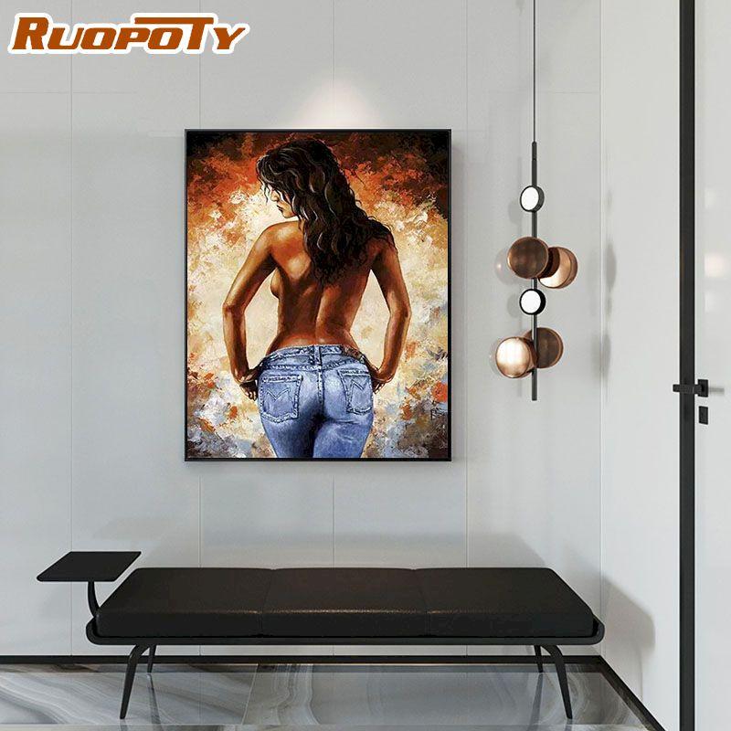 Ruopoty DIY рамка женская картина краска по номерам рисунок картина по номерам ручная роспись акриловая краска на холсте настенное искусство