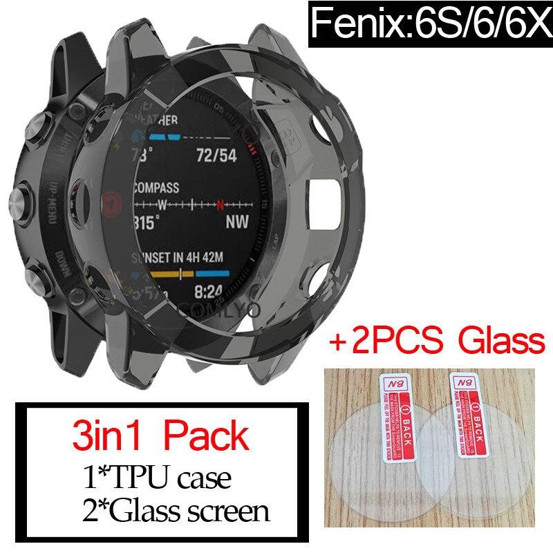 Умная защитная рамка 3 в 1 для Garmin Fenix ​​6 6s 6x pro Solar, чехлы для часов, чехол из ТПУ, стеклянный экран, защитная пленка fenix 6s 6spro чистый