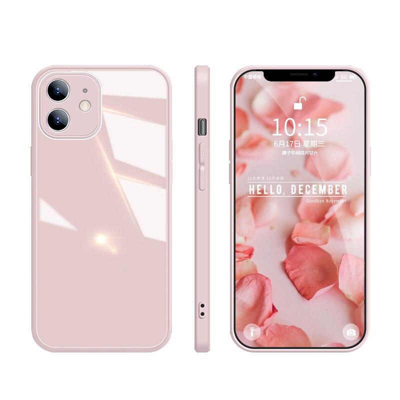 Чехол для телефона из закаленного стекла для iPhone 13 11 Pro Max SE 2 X XR XS Max 8 7 Plus 12 Pro, противоударный силиконовый чехол For iPhone 11 красный
