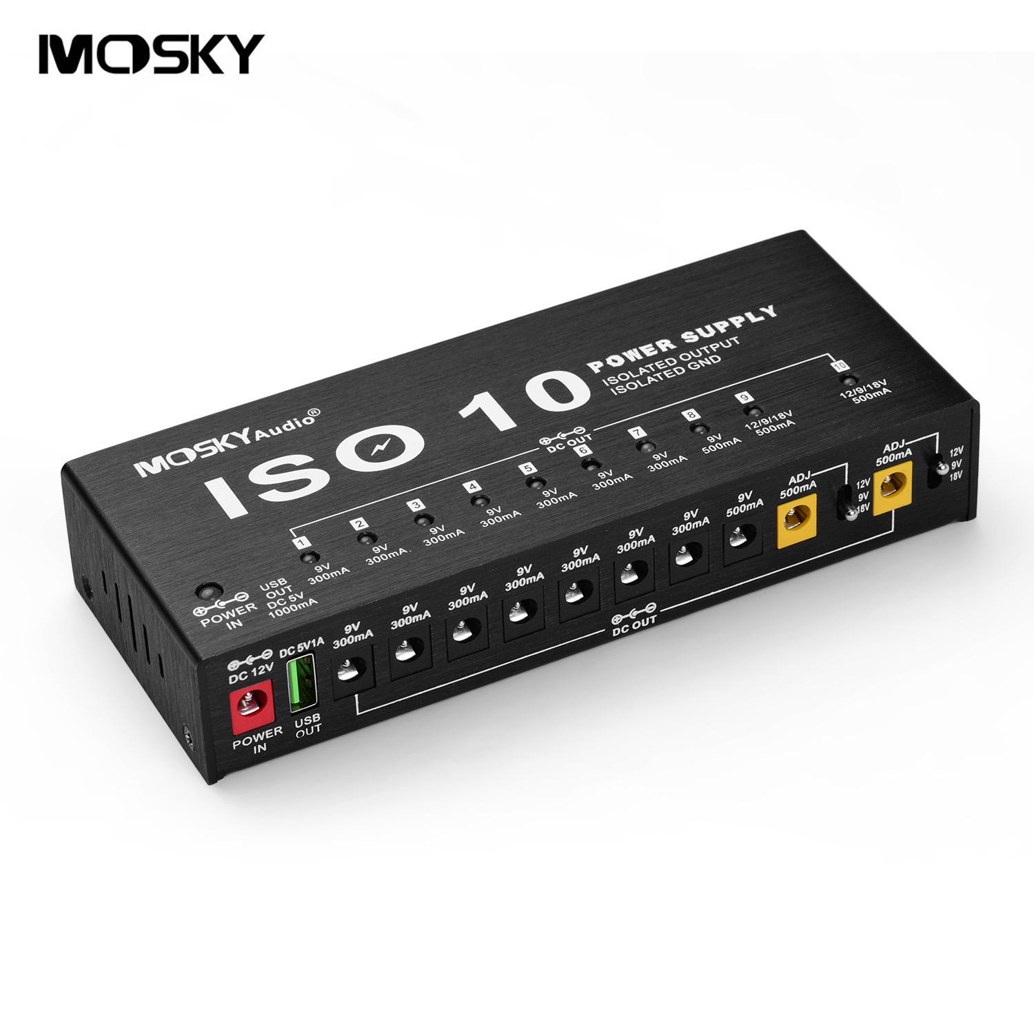 Портативная станция питания для гитарных эффектов MOSKY ISO-10, 10 изолированных выходов постоянного тока и один USB-выход 5 В UK Plug