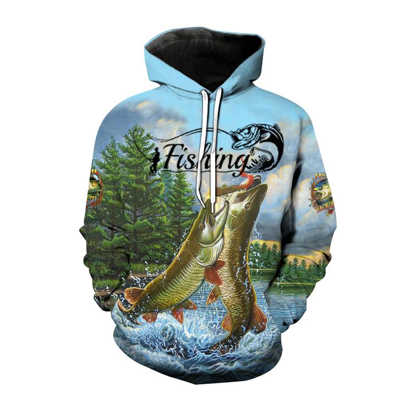Толстовка с капюшоном Wild Fish Pattern для мужчин, 3D-печать, охота, рыбалка, энтузиаст, толстовка, мужская и женская, больших размеров, топ Sudaderas S